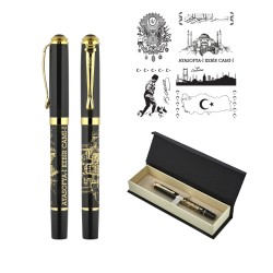 685-KR  Kabartma Figürlü Metal Roller Kalem Seti