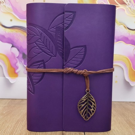 Toptan Yaprak Desenli Çizgisiz Deri Defter