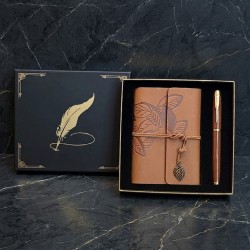 Toptan Taba Deri Defter ve Kalem Set