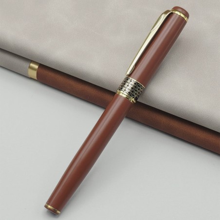 Toptan Gold İşlemeli Kahverengi Metal Roller Kalem