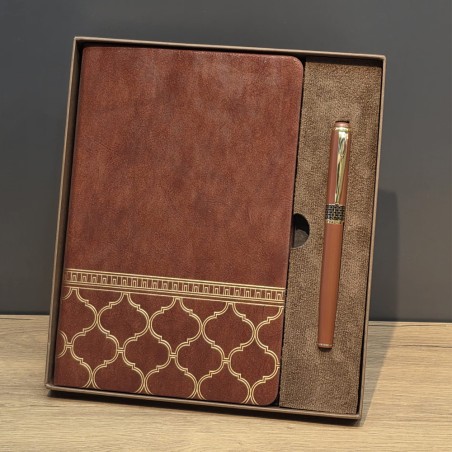 Toptan Öğretmenler Günü Hediyesi Kutulu Deri Defter Kalem Seti
