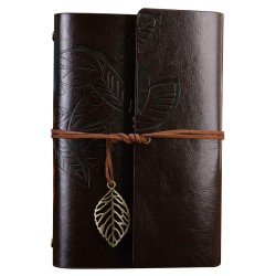 Toptan Büyük Yaprak Desenli Deri Defter