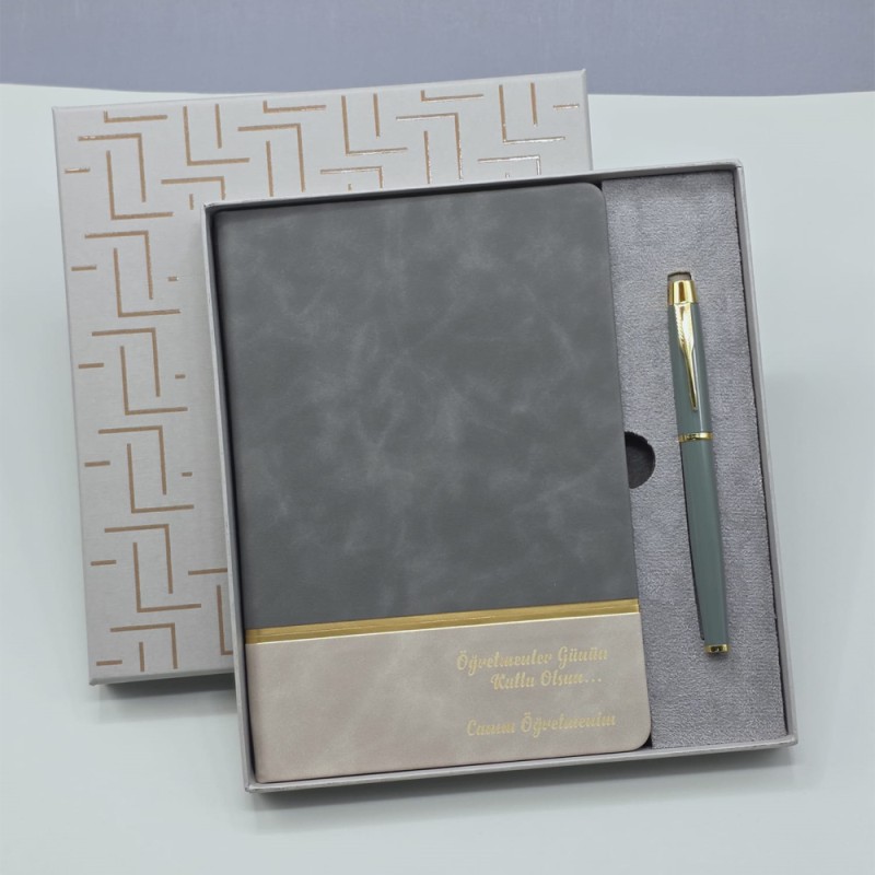 Toptan Öğretmenler Gününe Özel Deri Defter Ve Kalem Set