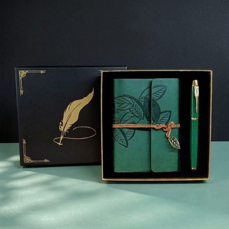 Toptan Yeşil Renk Defter Kalem Kutulu Set
