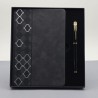 Toptan Desenli Siyah Deri Defter Kalem Set